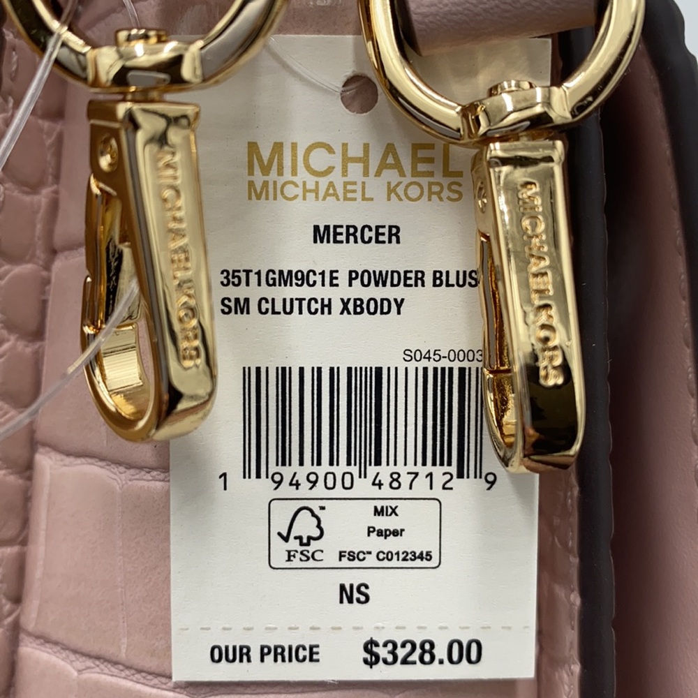 MICHAEL KORS MERCER SM CLUTCH XBODY POWDER BLUSH - Picture 15 of 16